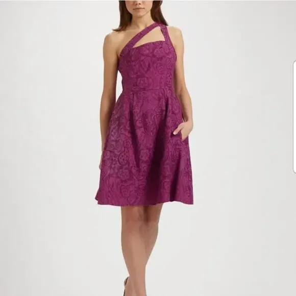 Nanette Lepore Womens Sundress Purple Paisley Lined Midi Pockets Textured 0 - Picture 11 of 11